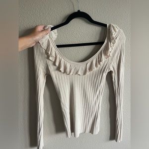 Off the shoulder brown long sleeve
